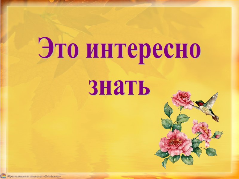 Это интересно знать